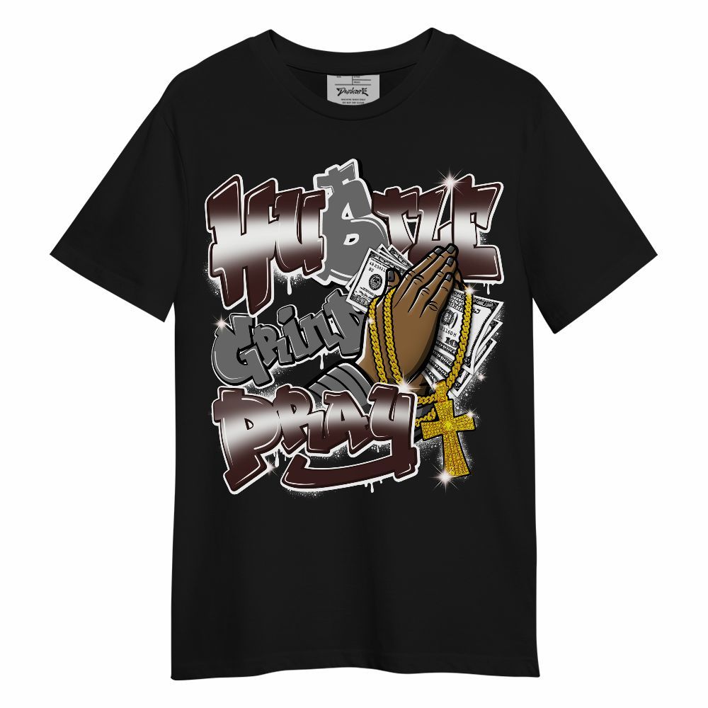 Shirt To Match Burgundy 5s - Hustle, Money Pray Streetwear Unisex Shirt