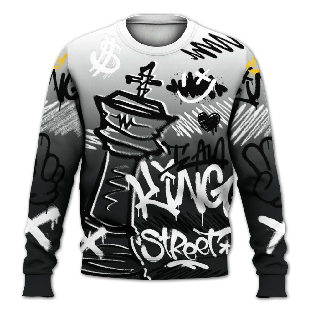 Sweatshirt To Match Low 85 Metallic Black 1s - Street King Chess Streetwear All Over Print