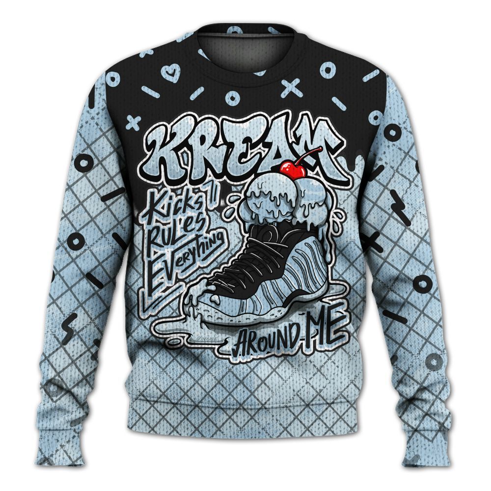 Sweater To Match Foamposite One Psychic Blue - Kream Kicks Rule Drip Graphic