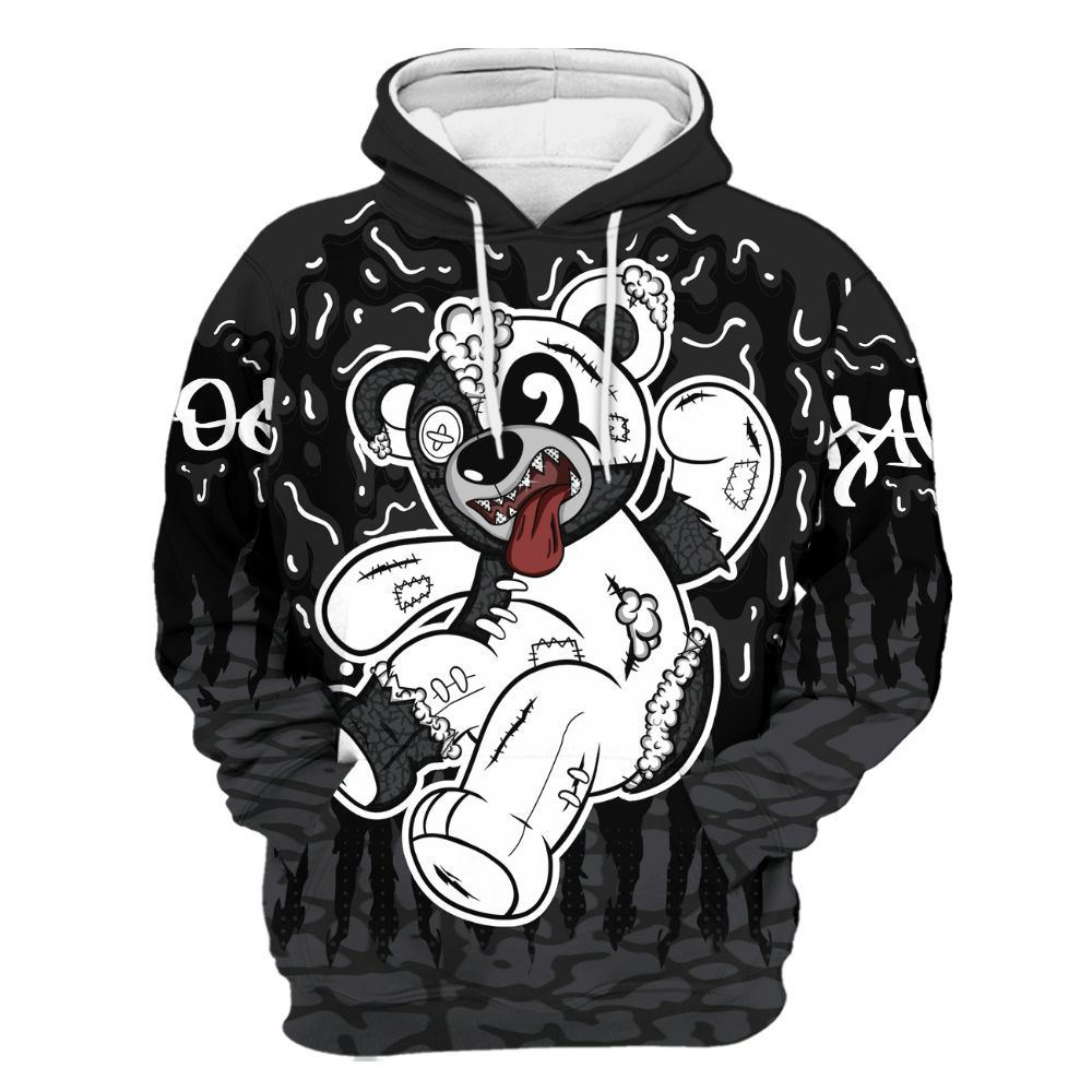 Hoodie To Match Black Cat 3s - Havok Bear Dripping All Over Print