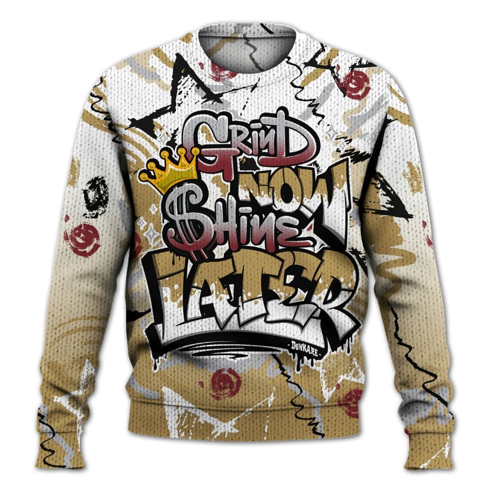 Knitted Sweater To Match Kobe 4 Gold Medal - Grind Shine Later Drip