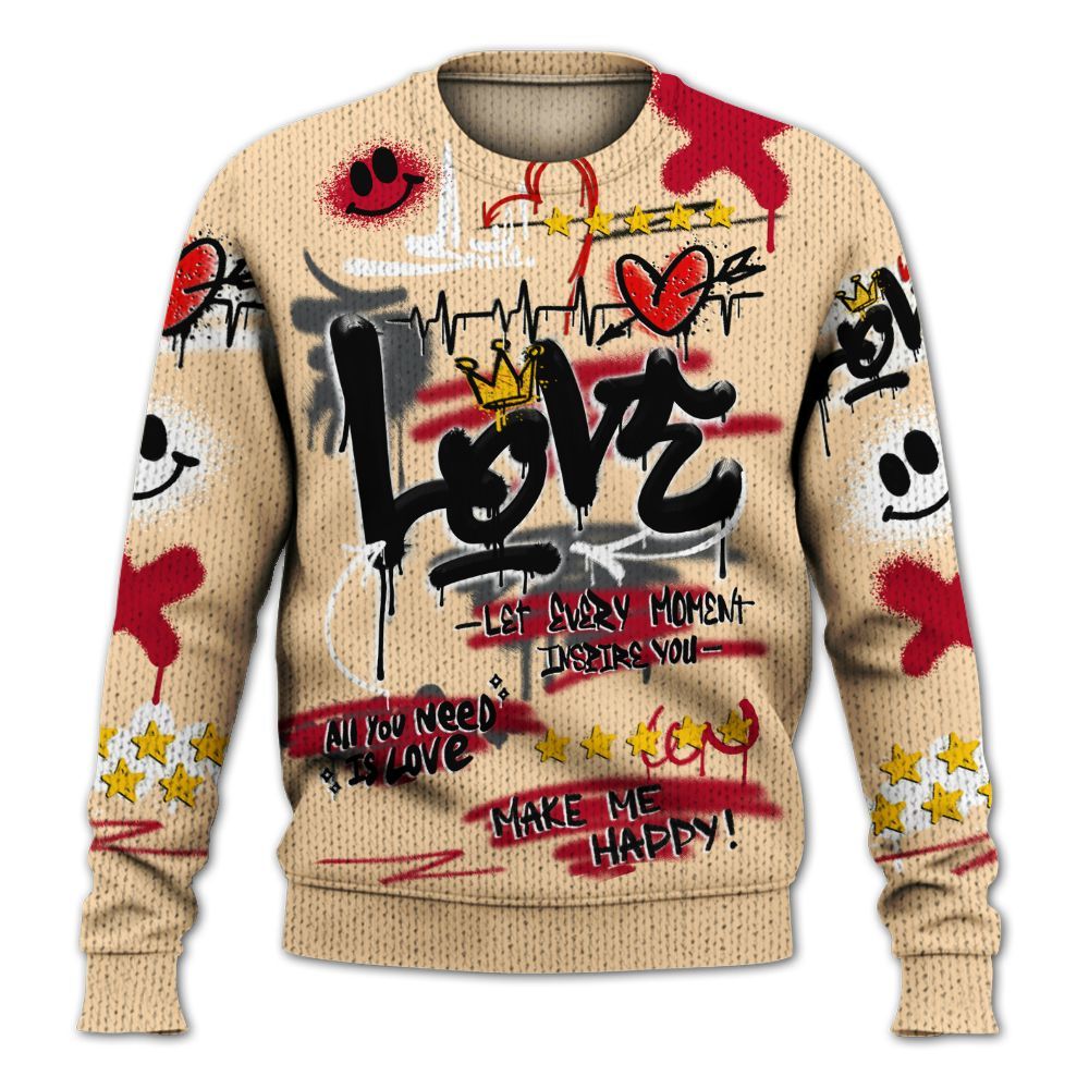 Sweater To Match Retro Pizza GS 4s - Happy Love Beats Graffiti Streetwear Graphic