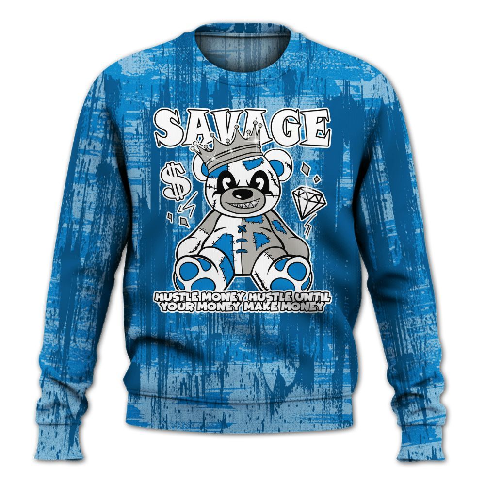Sweatshirt To Match Industrial Blue 4s - Savages Bear Glitch Art All Over Print