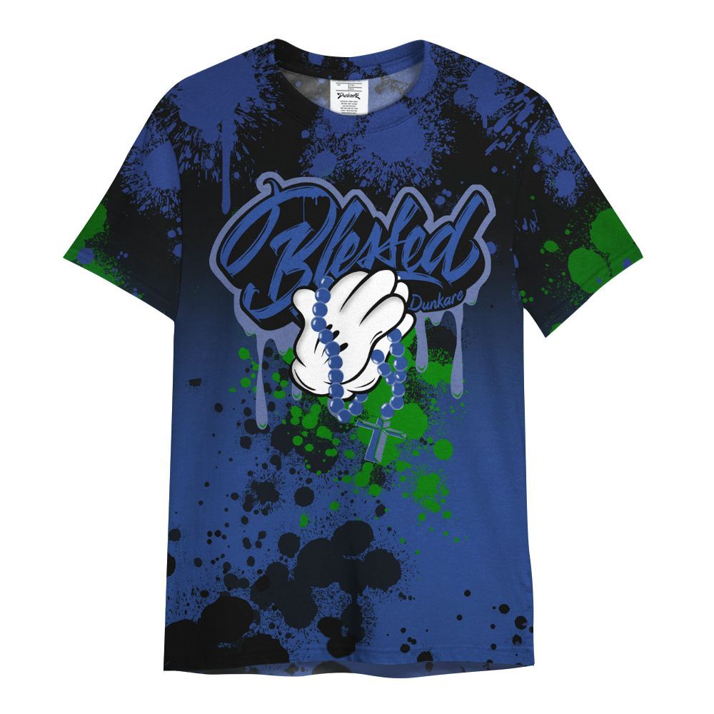 Shirt To Match Retro Hyper Royal 13s - God Blessed Ink Drip All Over Print