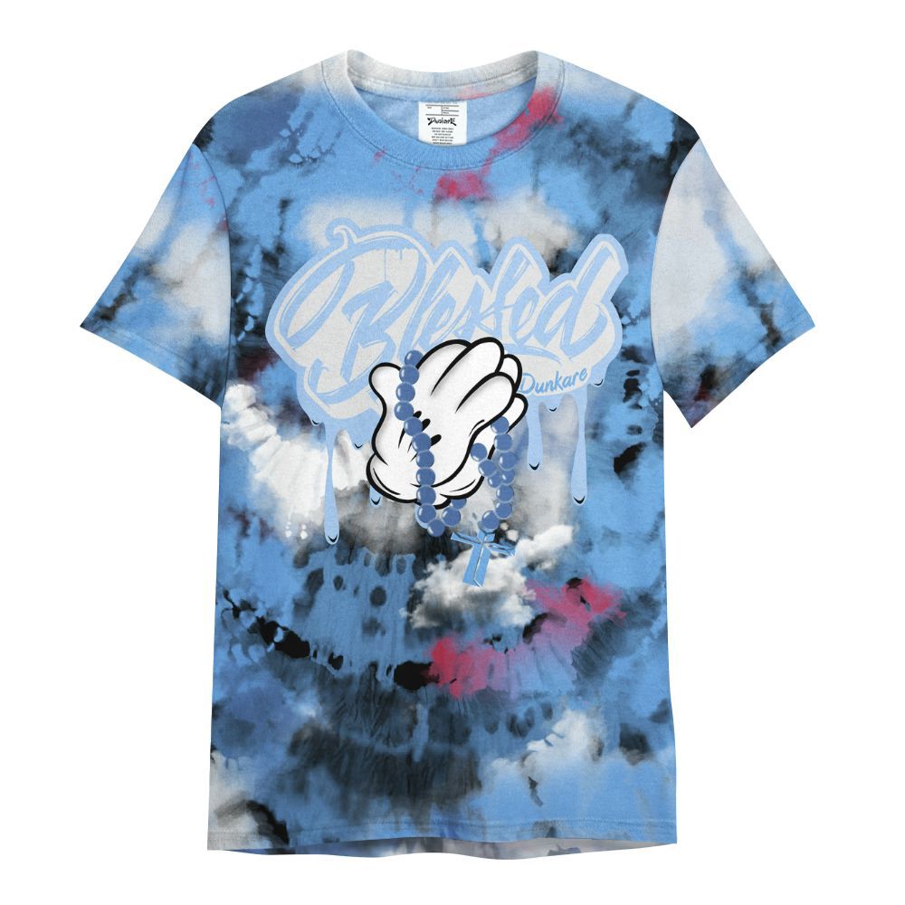 Shirt To Match University Blue 6s - God Blessed Tie Dye All Over Print