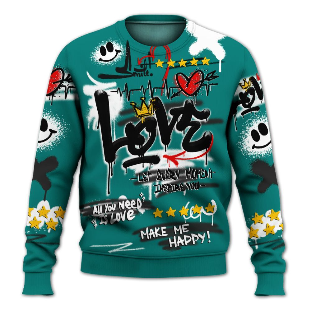 Sweatshirt To Match Griffey Max 1 Freshwater - Happy Love Beats Graffiti Streetwear All Over Print