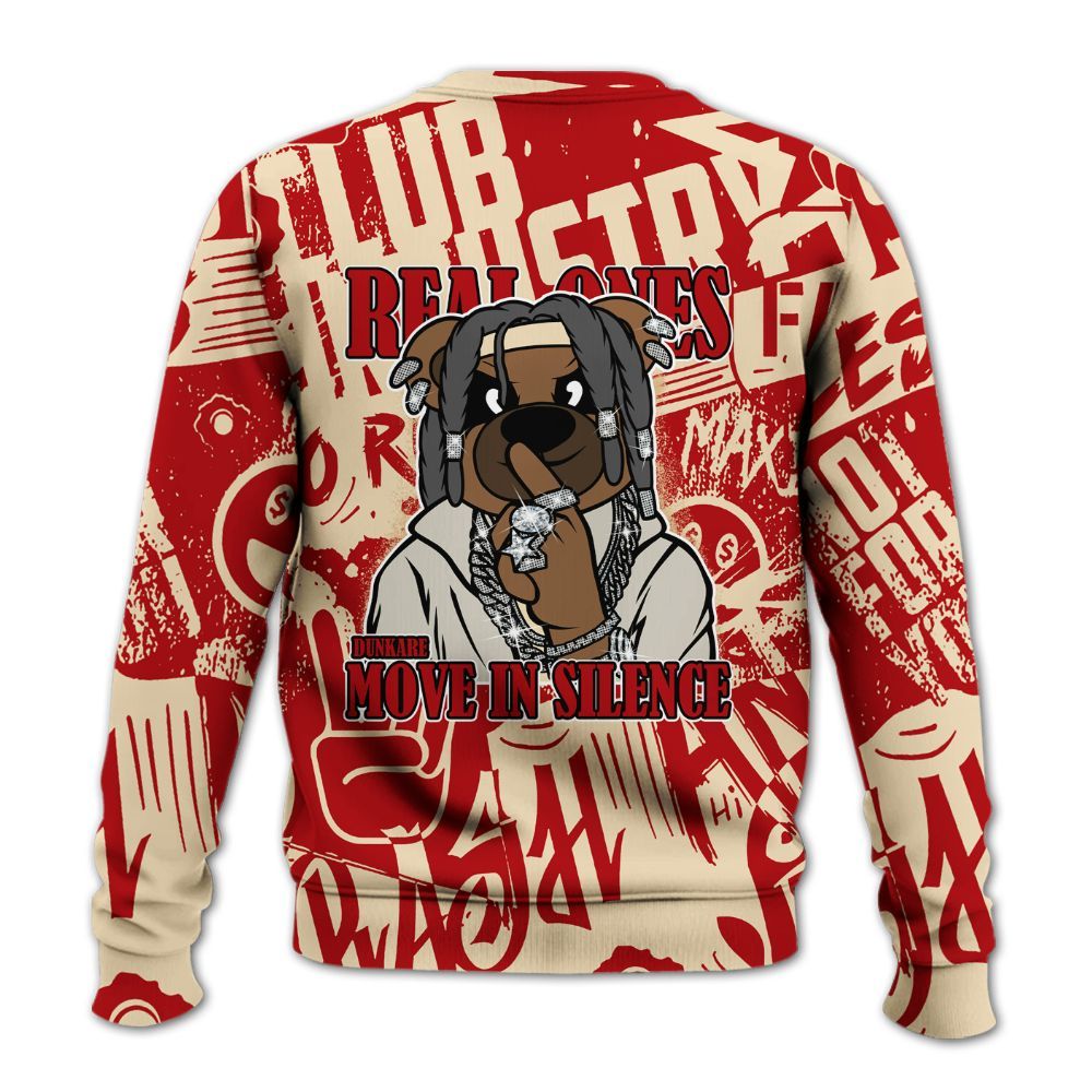 Sweatshirt To Match Dunk Low Strawberry Waffle - Silent Achievers Bear Monogram Graffiti All Over Print