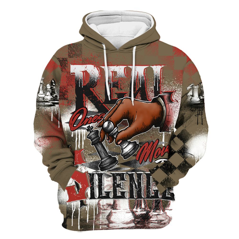 Hoodie To Match Olive 9s - Chess Move In Silence All Over Print