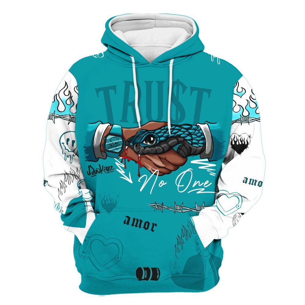 Hoodie To Match Air Griffey Max Aquamarine 1s - Snake Trust No One All Over Print