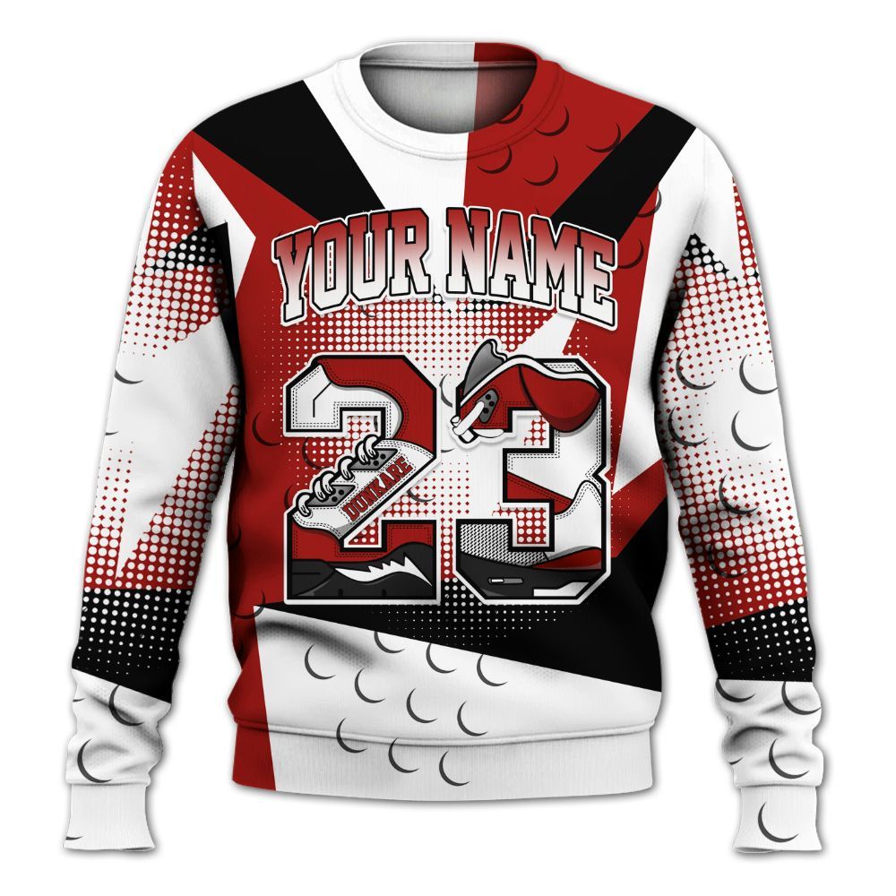 Sweatshirt To Match High OG Varsity Red 1s - Poly Custom Name Number 23 5s All Over Print