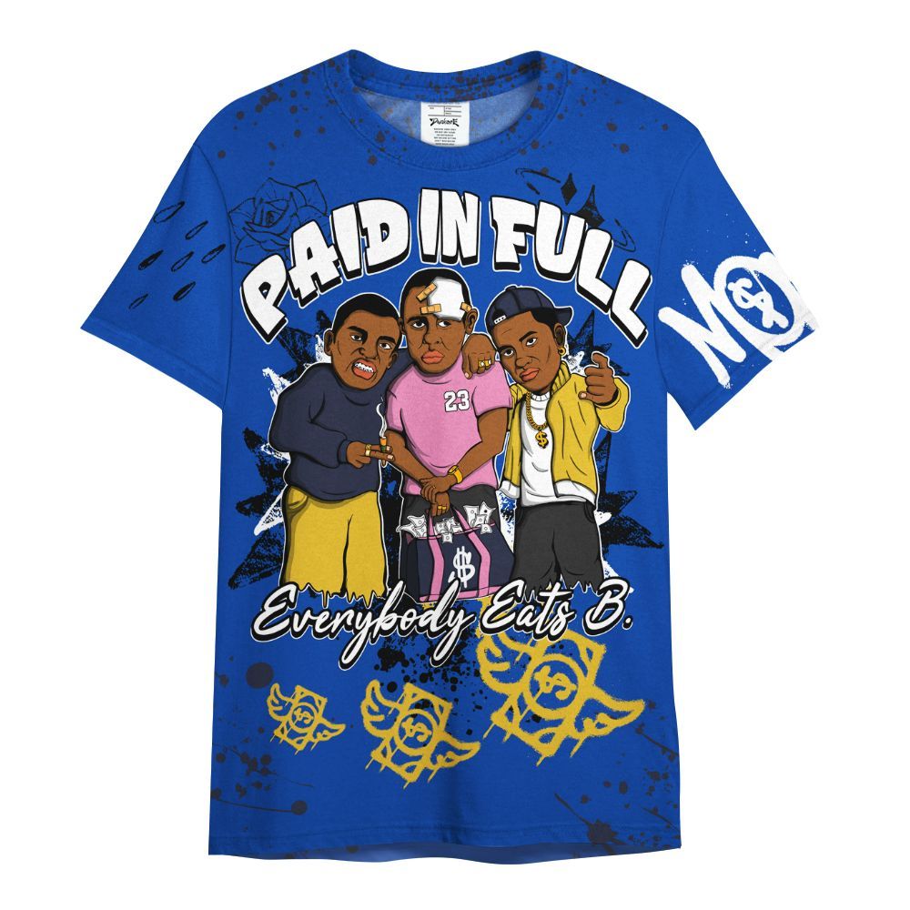 Shirt To Match Brazil Racer Blue Yellow 3s - Everybody Paid In Full Crayon All Over Print