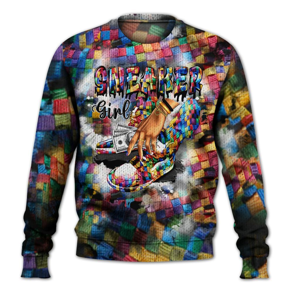 Knitted Sweater To Match Air Rainbow Weave - SNEAKER Girl Money Drip Tie Dye