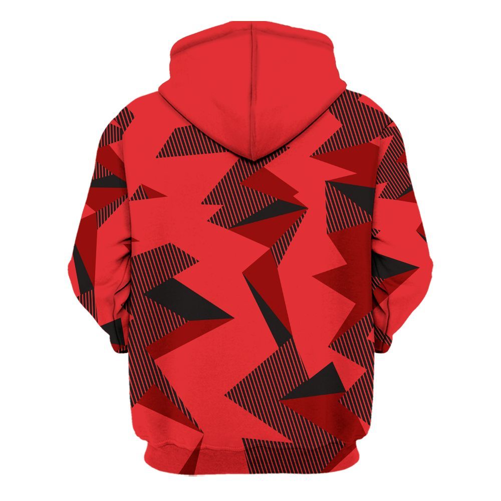 Hoodie To Match Chile Red 9s - Geometric Camouflage Pattern All Over Print