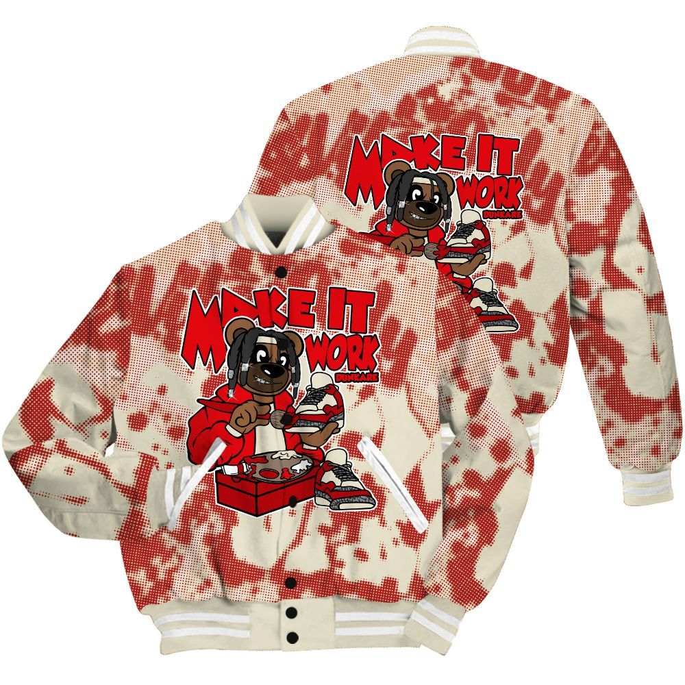 Varsity Jacket To Match Cement Grey 3s Shirt - Pull It Off Bear Street All Over Print