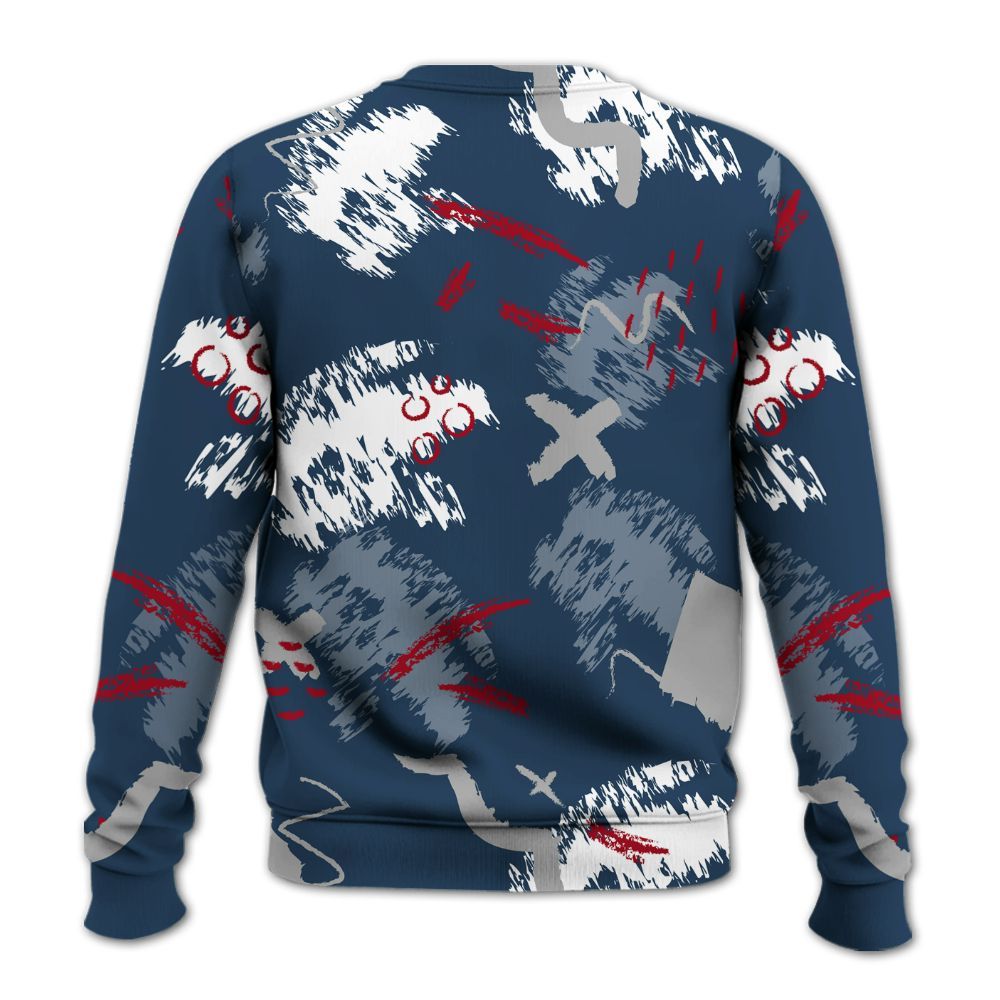 Sweatshirt To Match Retro French Blue 2025 12s - Hustle Grind Pray All Over Print