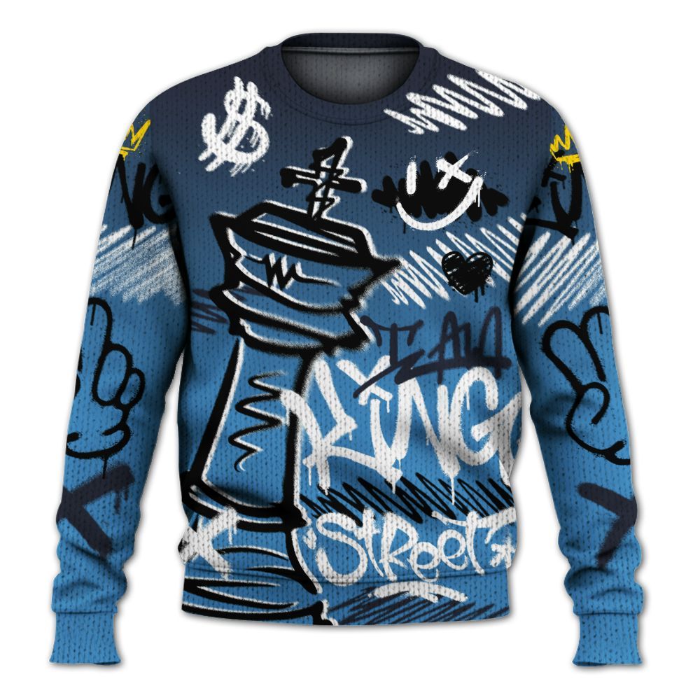 Knitted Sweater To Match Low OG Obsidian 1s - Street King Chess Streetwear
