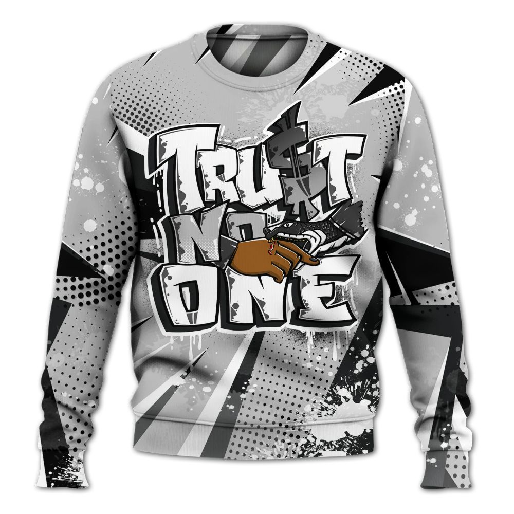 Sweatshirt To Match Low 85 Metallic Black 1s - Poly Trust No One Dripping All Over Print