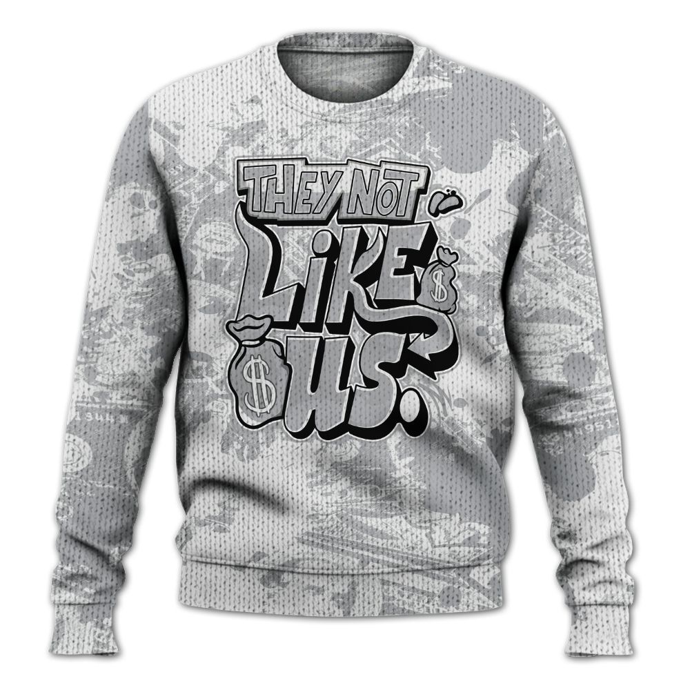 Knitted Sweater To Match Low OG Wolf Grey 1s - Dislike Us Graphic Street Art