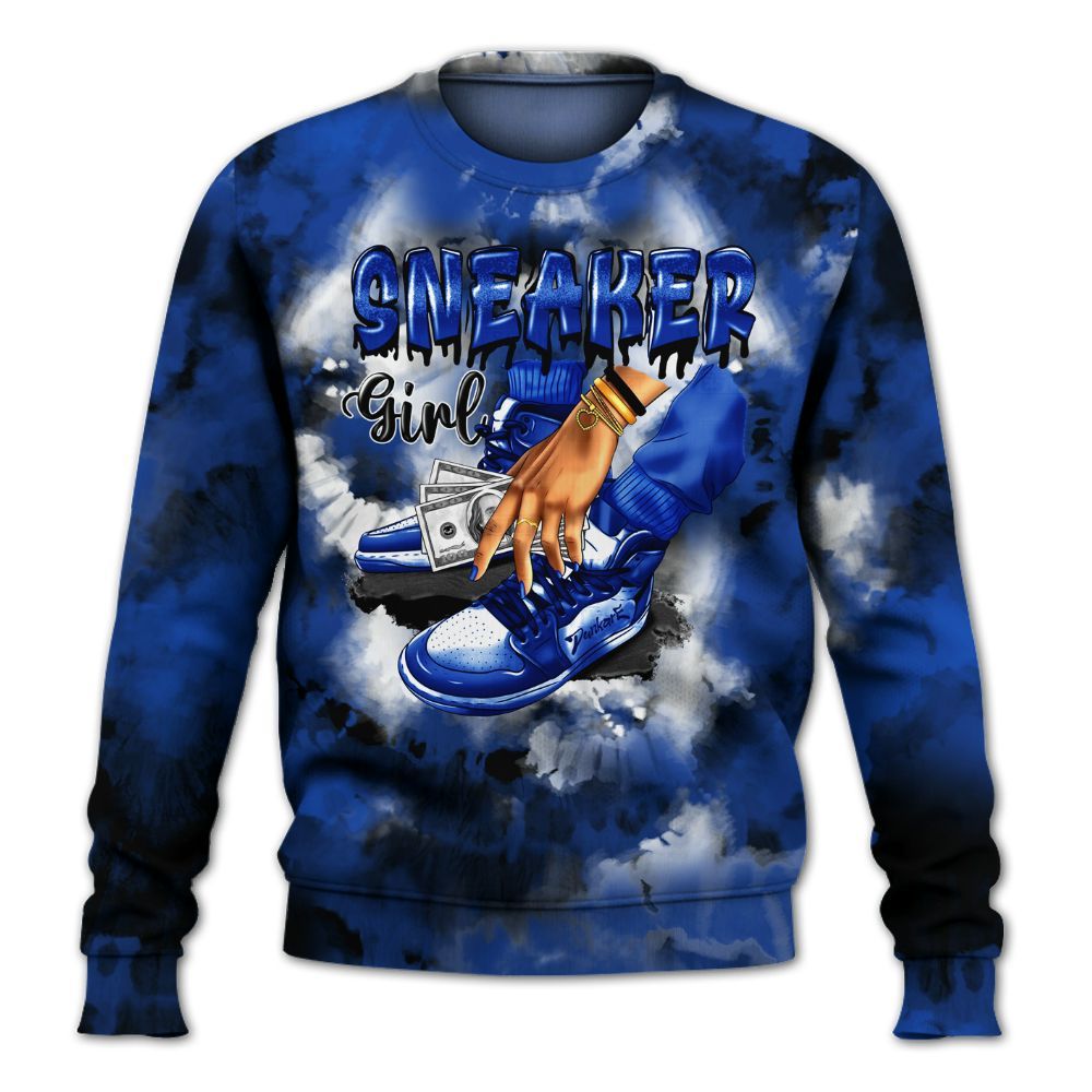Sweatshirt To Match Air Foamposite One Royal - SNEAKER Girl Money Drip Tie Dye All Over Print