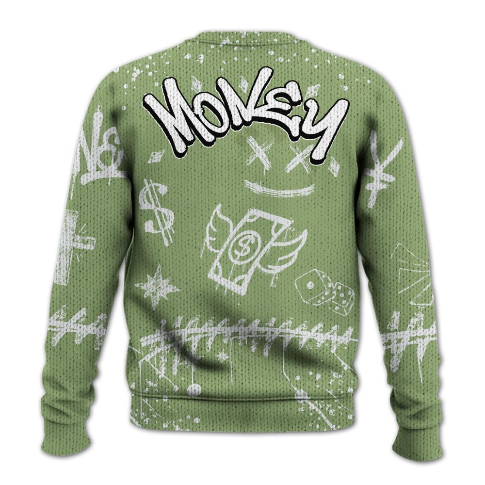 Knitted Sweater To Match Oil Green 4s - Everybody Paid In Full Crayon