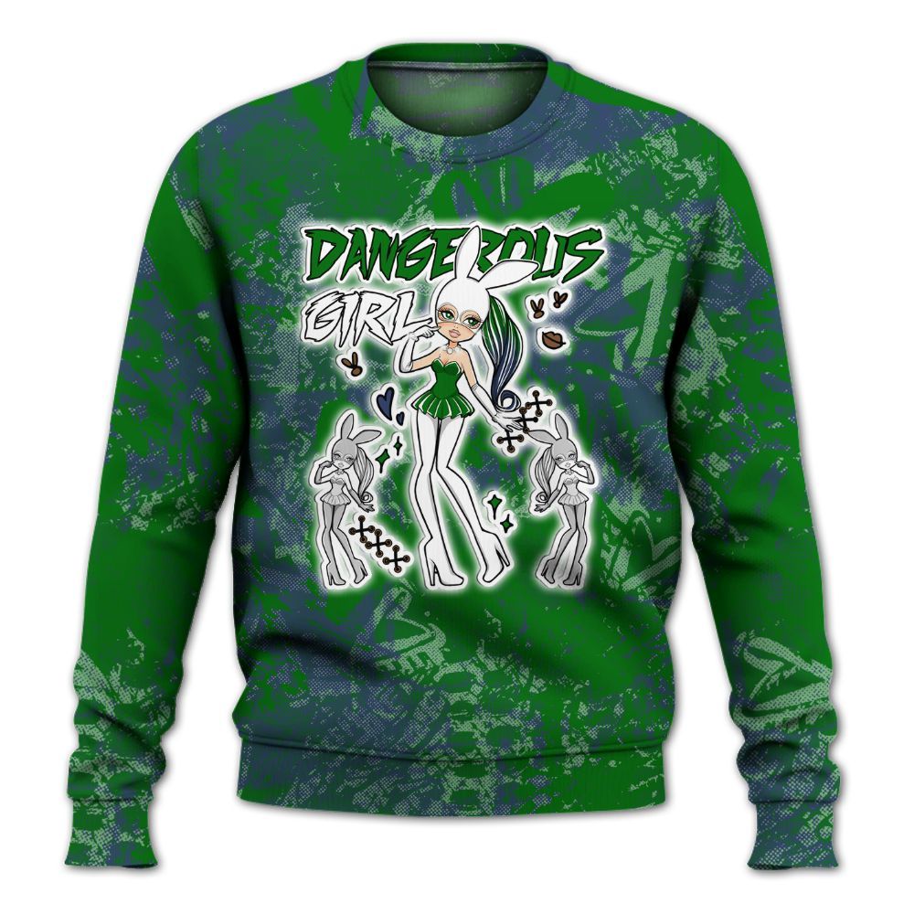 Sweatshirt To Match Midnight Navy 13s - Dangerous.Girl Heart Grunge All Over Print