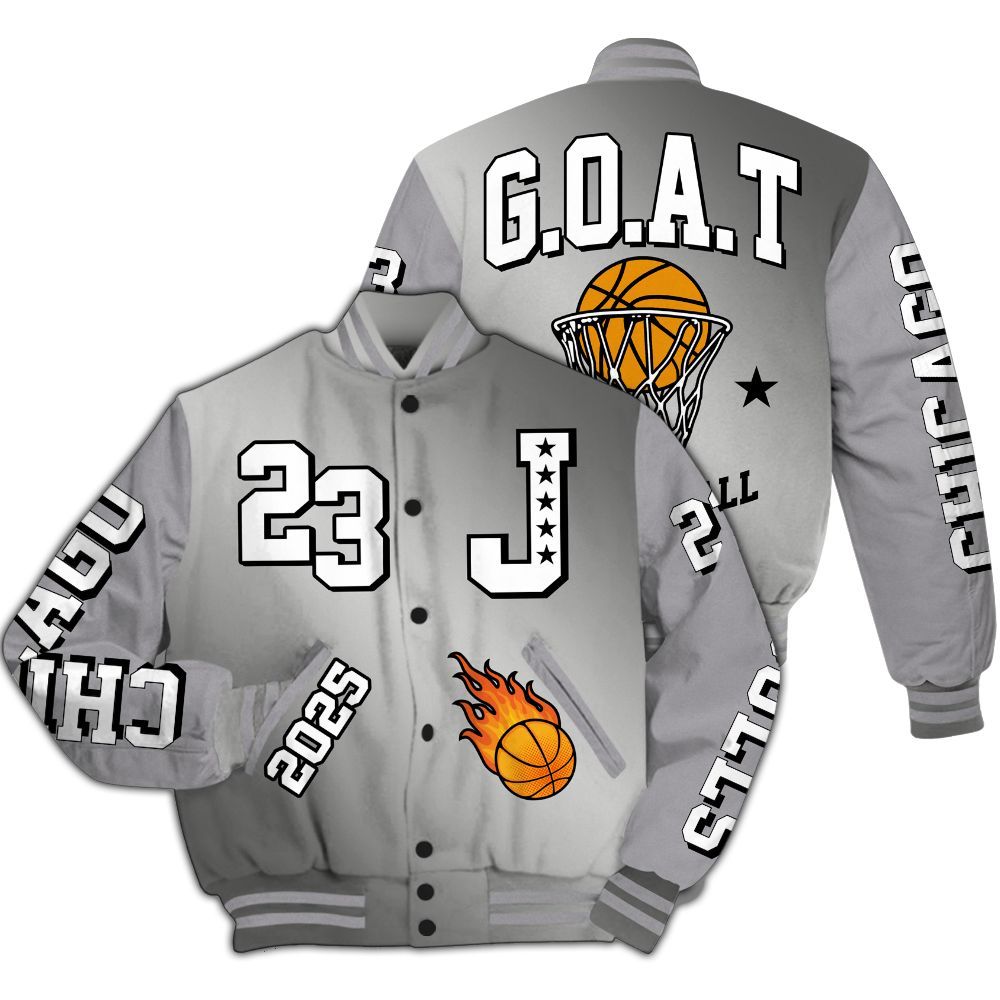 Varsity Jacket To Match Metallic Silver 14s - Chicago 23 Basketball All Over Print