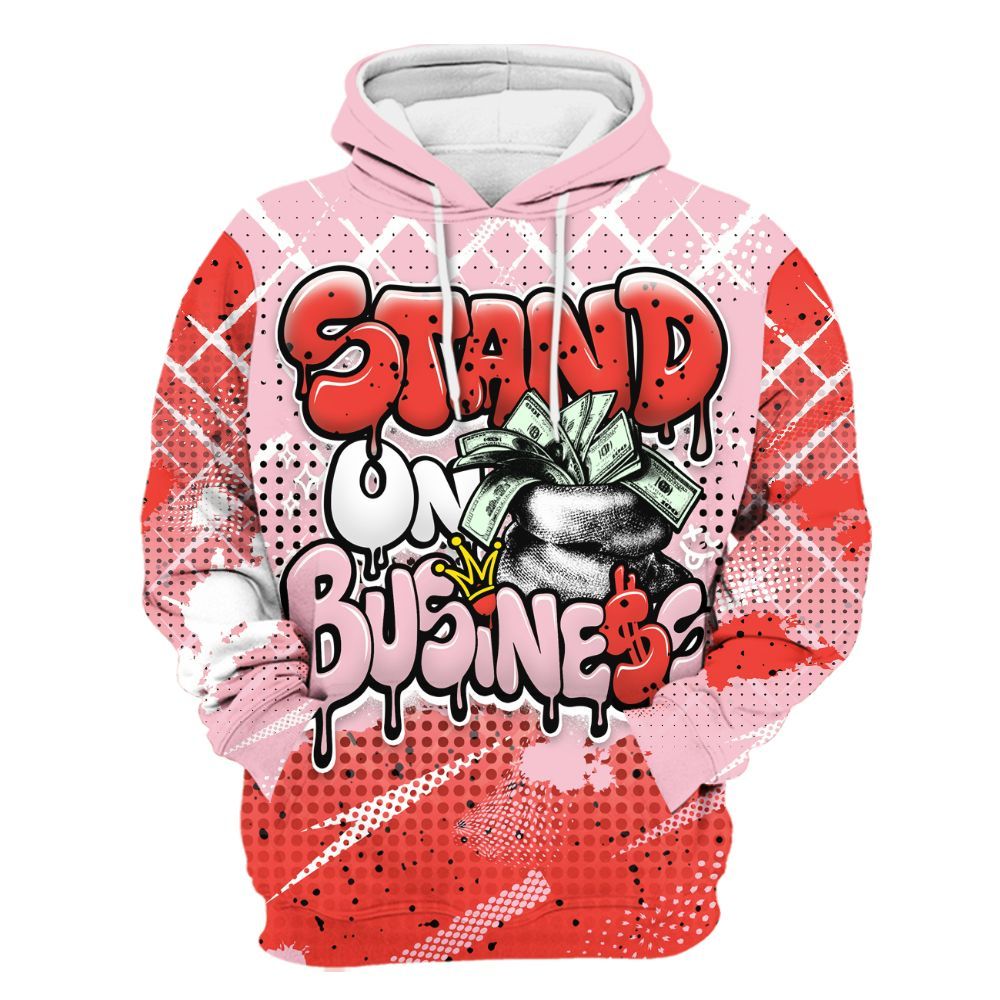 Hoodie To Match Retro Awake Arctic Pink - Halftone Stand Business Dripping All Over Print