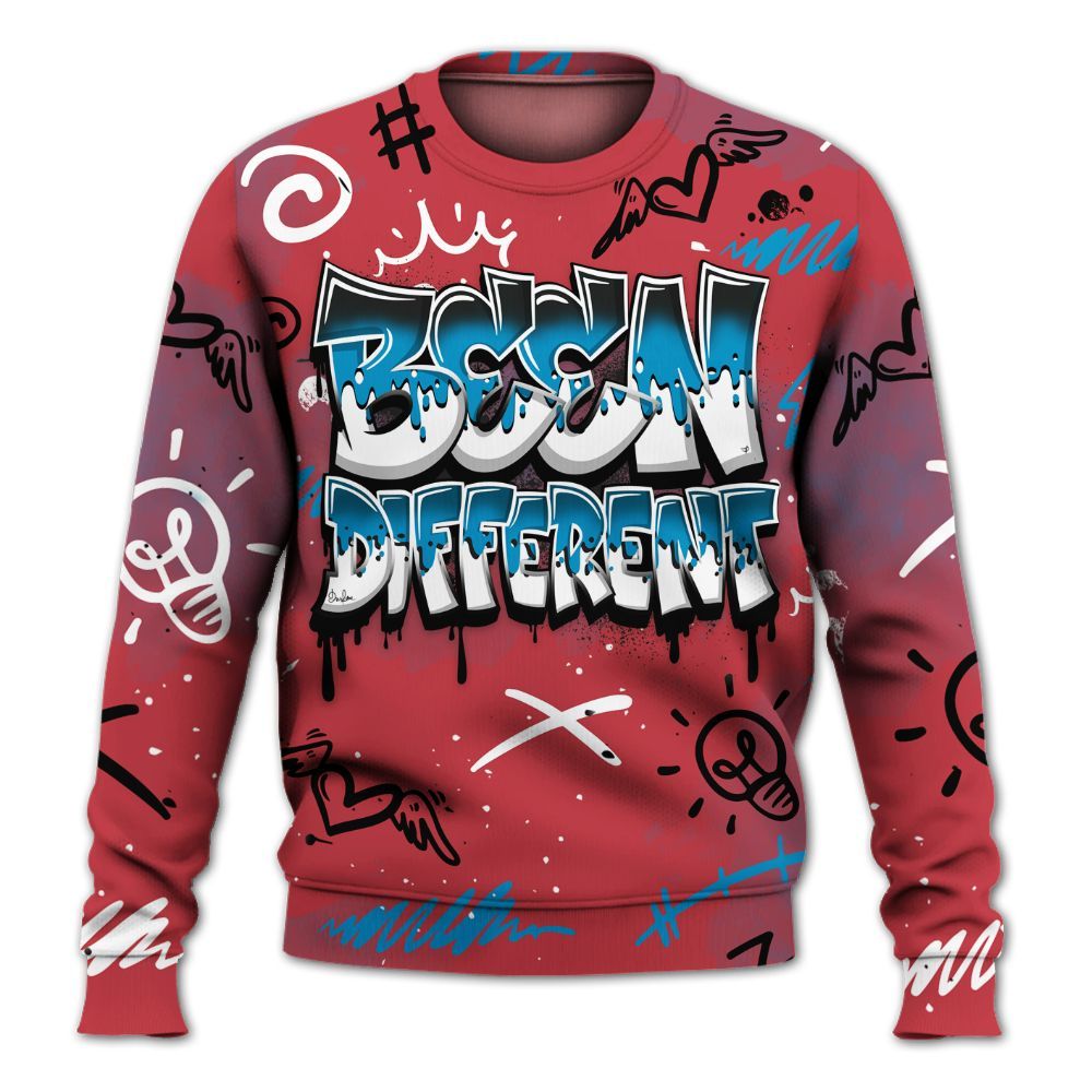 Sweatshirt To Match High OG University Red Dark Powder Blue 1s - Drip Been Di2ferent All Over Print