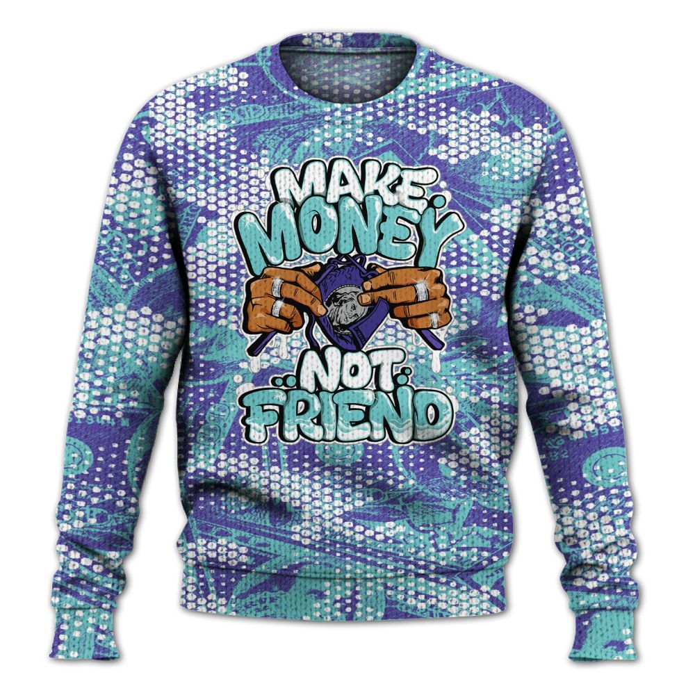 Knitted Sweater To Match Low Hornets 1s - Make Moneys Not Friend Graphic Banknotes