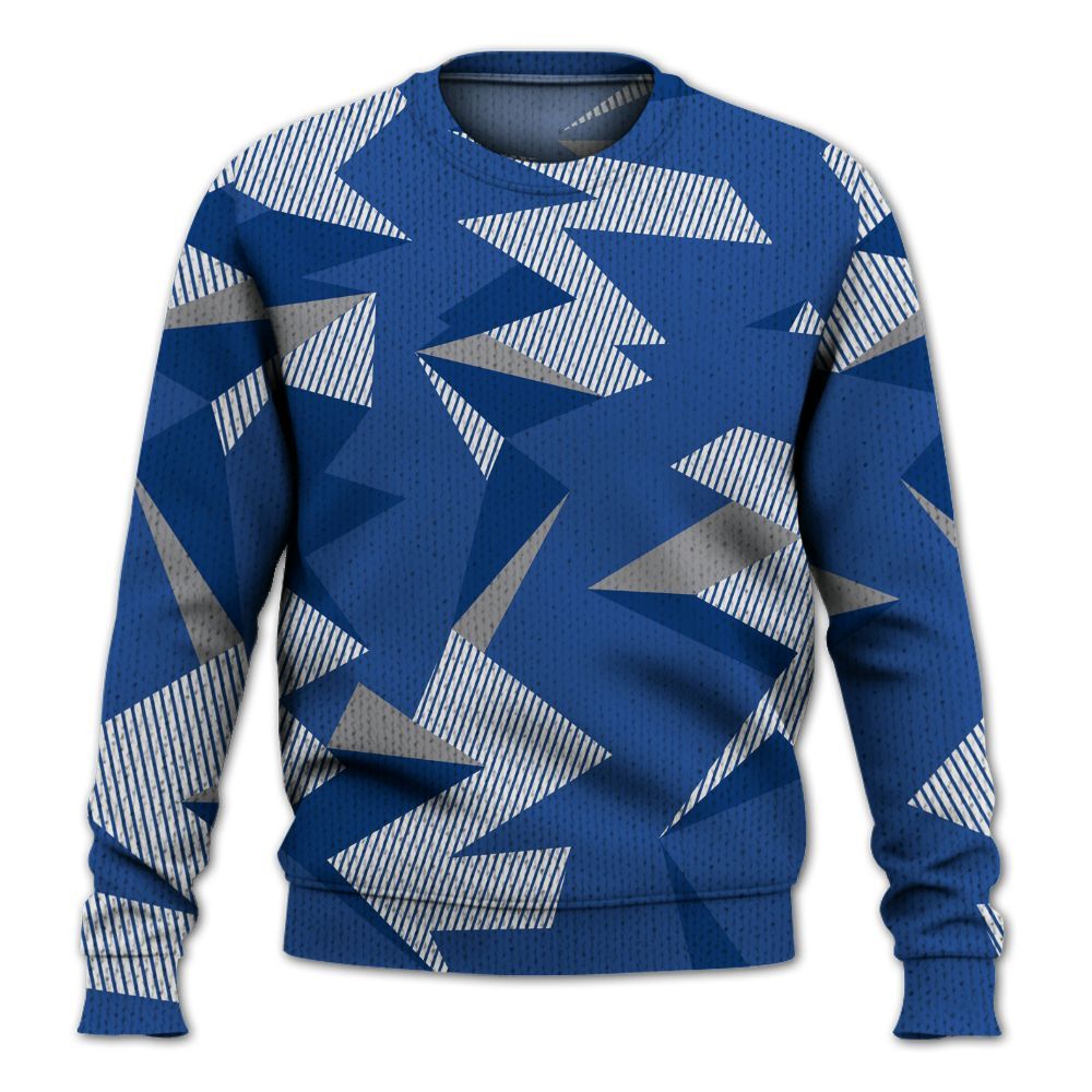 Knitted Sweater To Match High OG True Blue 1s - Geometric Camouflage Pattern