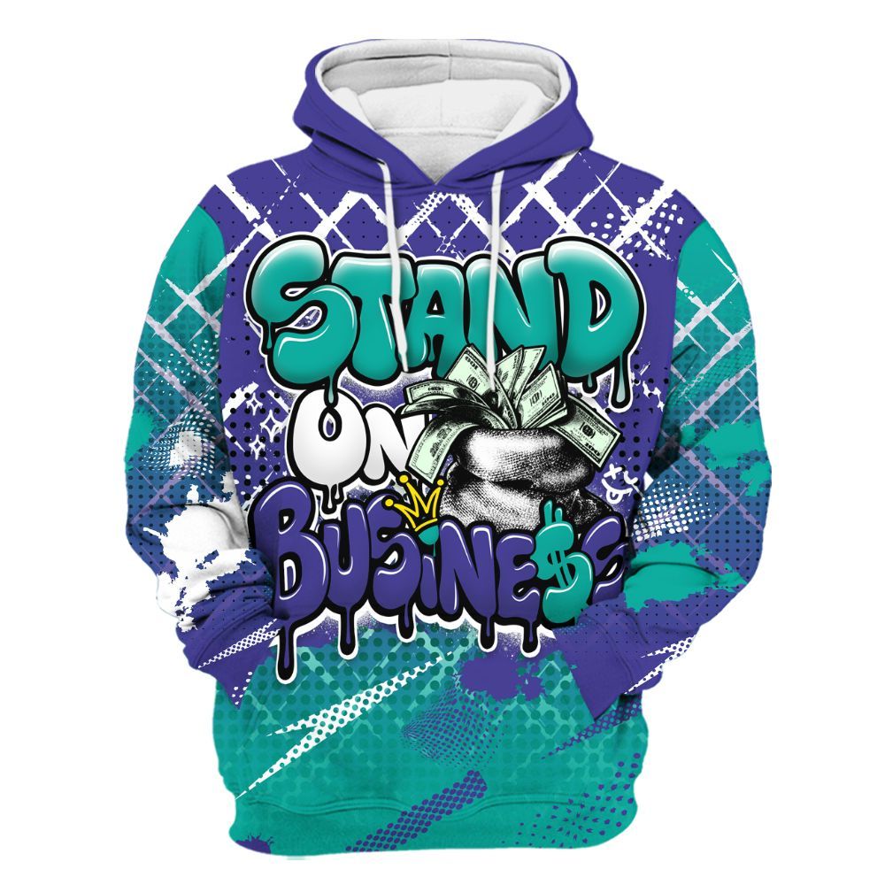 Hoodie To Match Retro Grape 5s - Halftone Stand Business Drip All Over Print