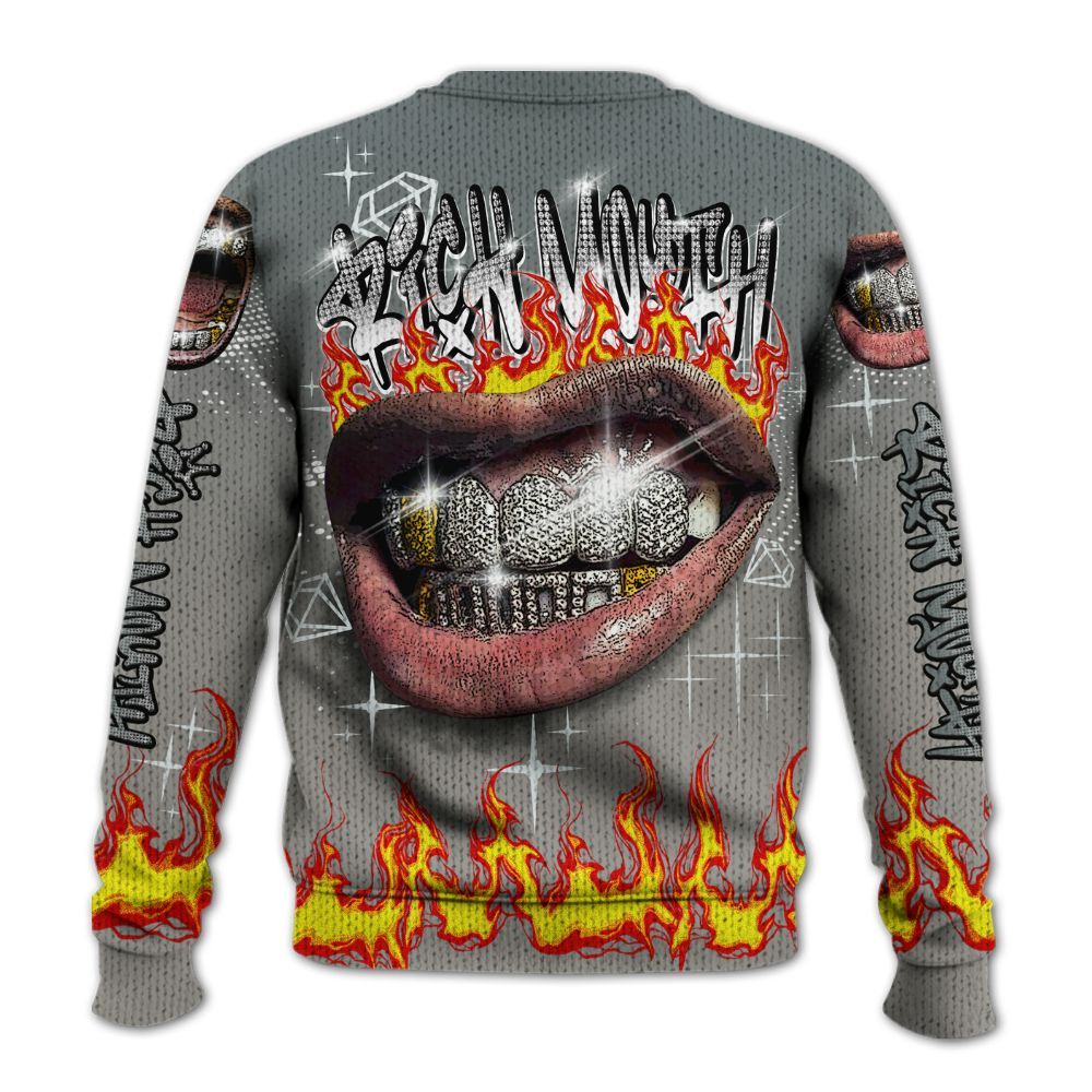 Knitted Sweater To Match Cool Grey 9s - Rich Mouth Fire Rap Retro 90s