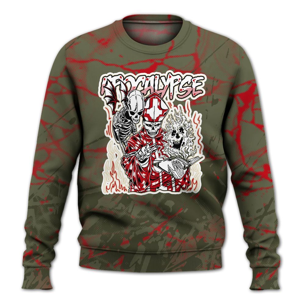 Sweatshirt To Match Travis Scott Low OG Medium Olive 1s - Apocalypse Skeleton Profound All Over Print