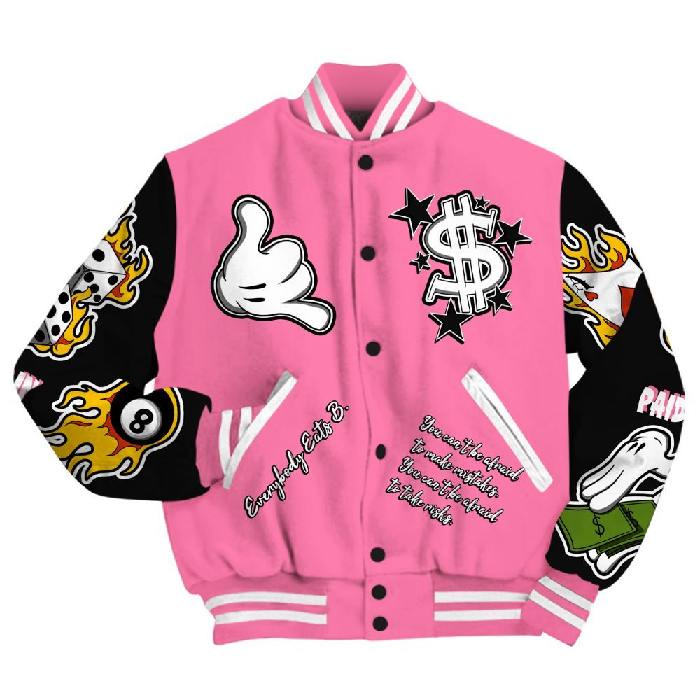 Varsity Jacket To Match Max 95 Pink Glow - Everybody Paid In Full Graphic All Over Print