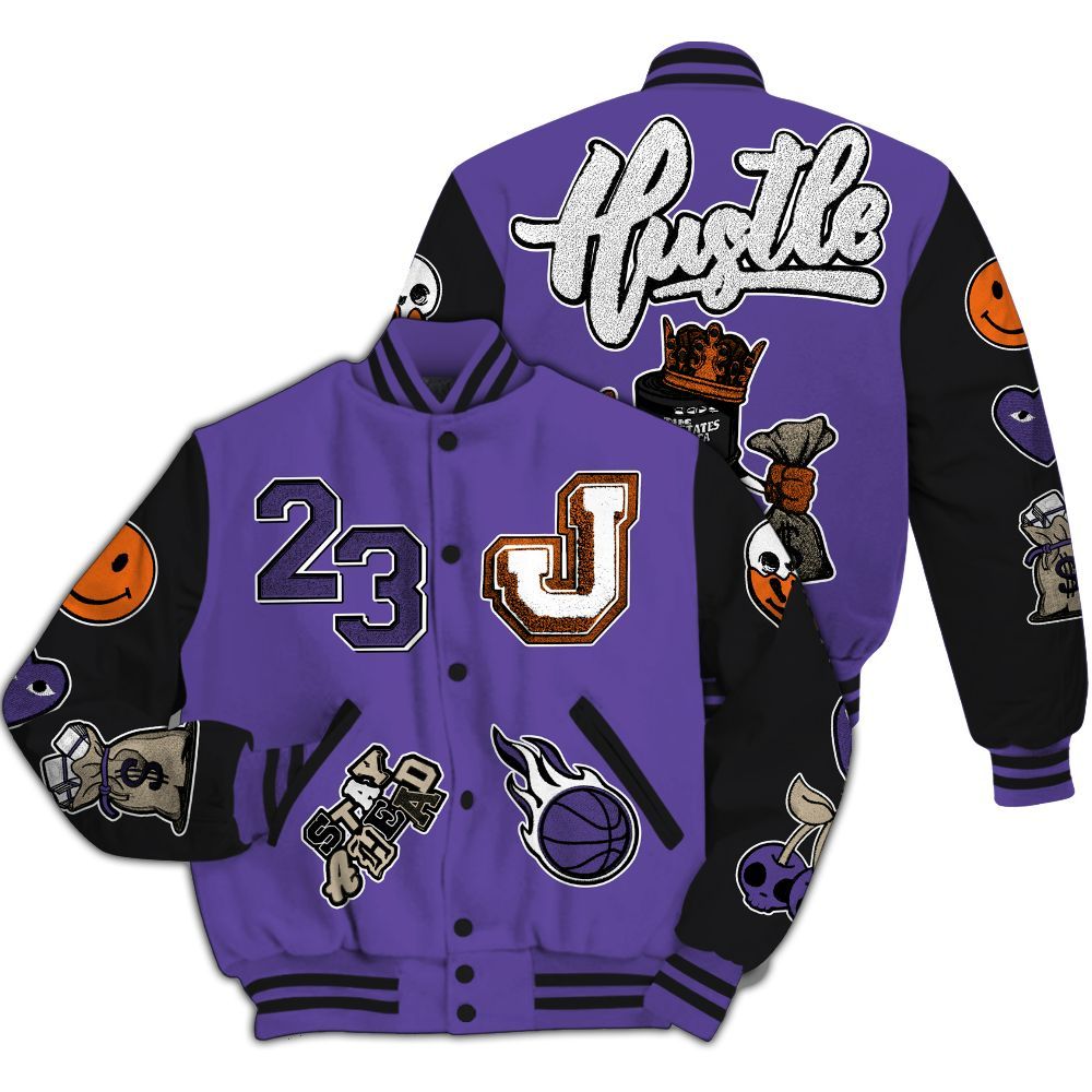 Varsity Jacket To Match Air Max Waffle SP Voltage Purple - Hustles Money Number 23 All Over Print