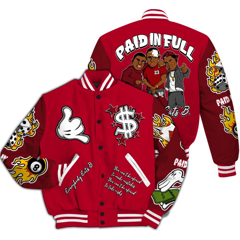 Varsity Jacket To Match Air Foamposite Pro Gym Red - Everybody Paid In Full Graphic All Over Print