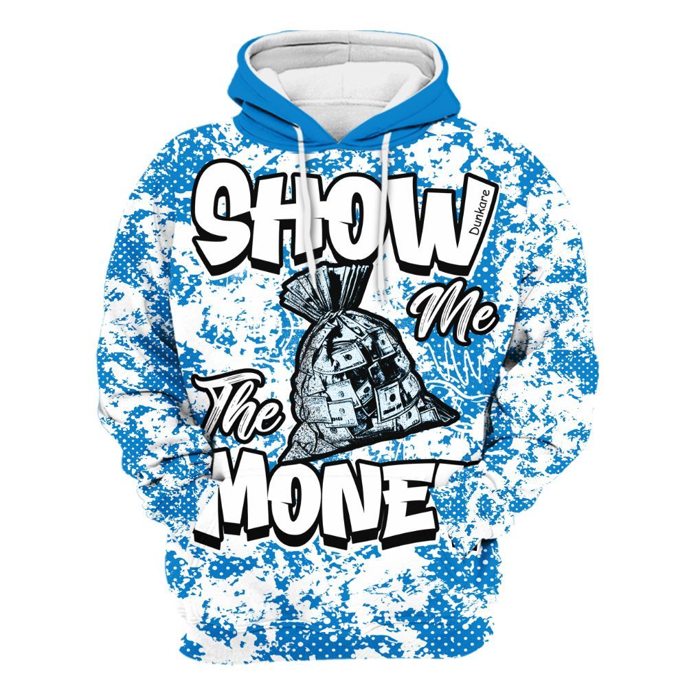 Hoodie To Match Industrial Blue 4s - Show Me The Money Retro Military Blue 4s Outfit All Over Print