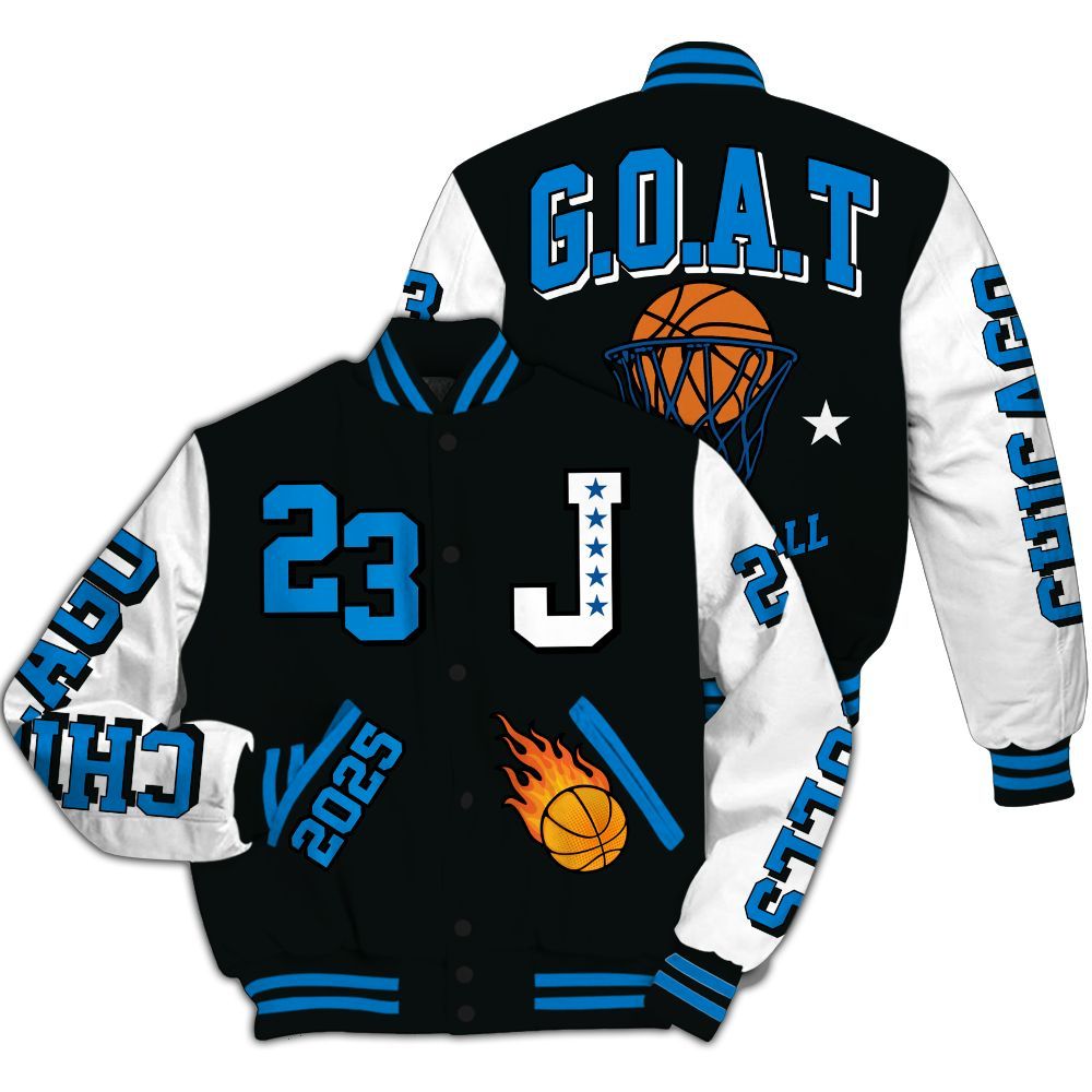 Varsity Jacket To Match High OG FragmentxULA White Black 1s - Chicago 23 Basketball All Over Print