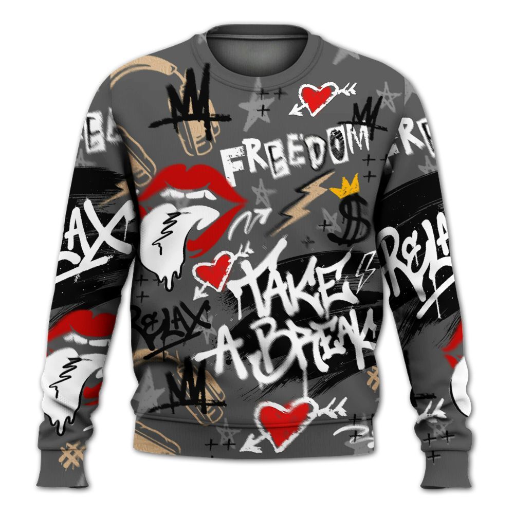 Sweatshirt To Match Kobe 9 EM Mamba - Take Break Freedom Graffiti Streetwear All Over Print