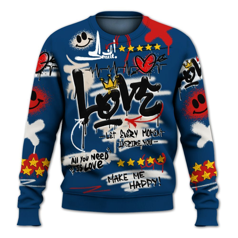 Sweatshirt To Match Retro Rare Air 11s - Happy Love Beats Graffiti Streetwear All Over Print