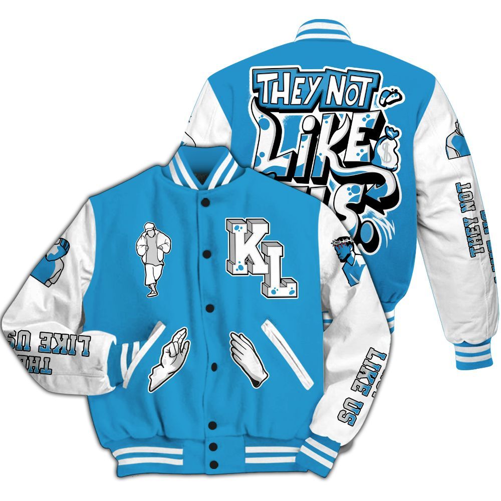 Varsity Jacket To Match Powder Blue 9s - Dislike Us Graphic All Over Print