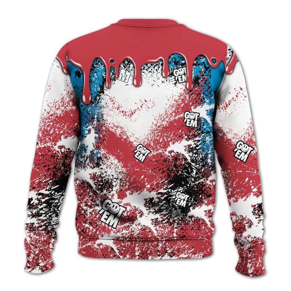 Sweatshirt To Match High OG University Red Dark Powder Blue 1s - Dripping 23 Drip All Over Print