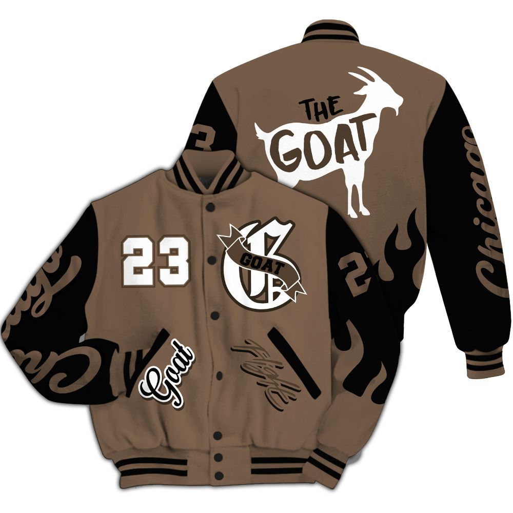 Varsity Jacket To Match Dark Mocha Jack - The G.O.A.T Flight Streetwear All Over Print