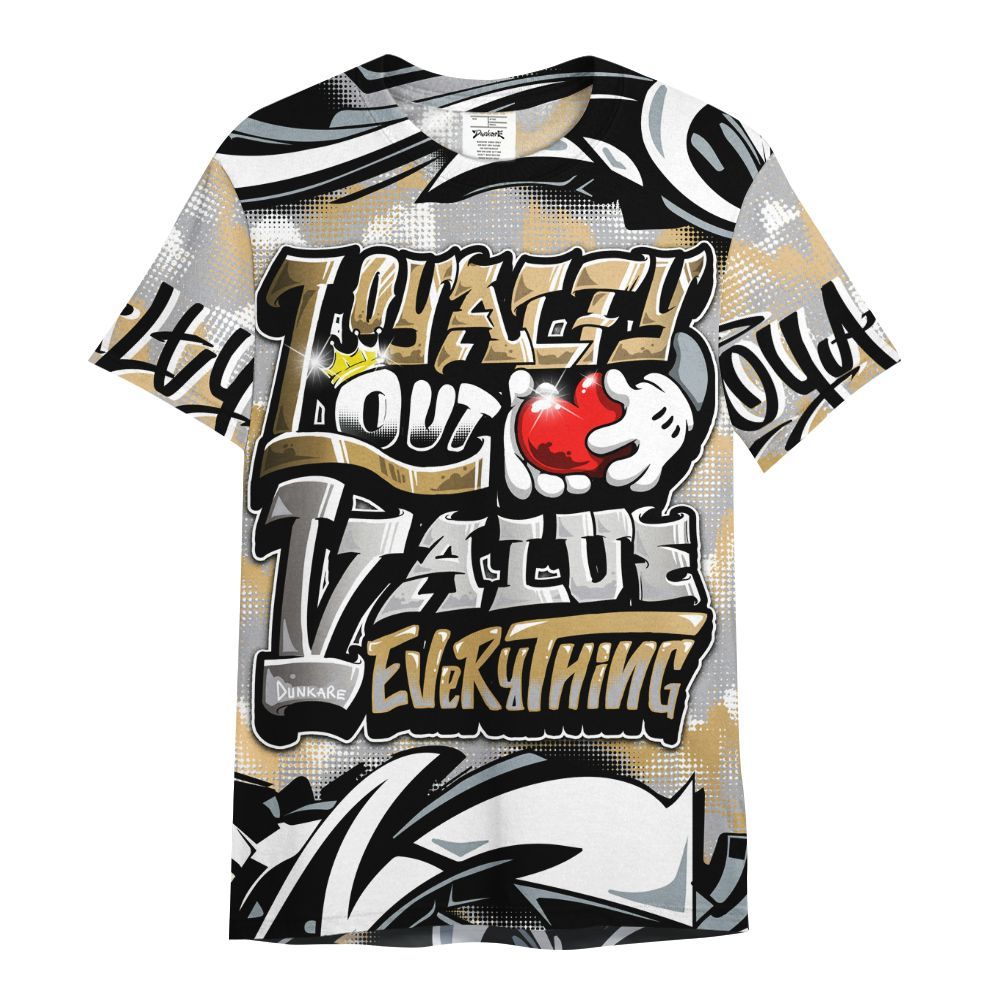 Shirt To Match Retro High OG Cool Grey 1s - Loyalty Out Value Graffiti All Over Print