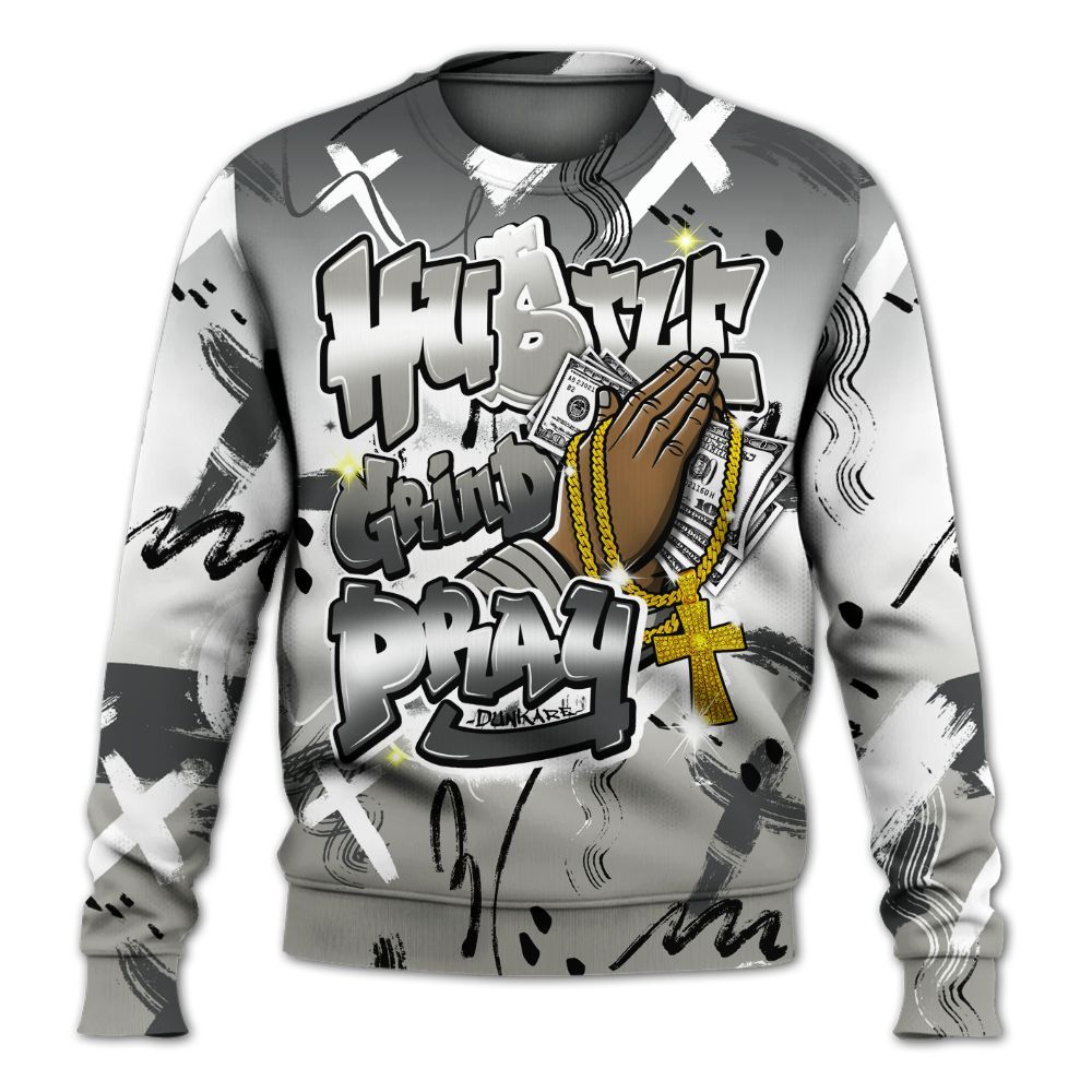 Sweatshirt To Match High Satin Shadow 1s - Money Hustle Grind Pray All Over Print