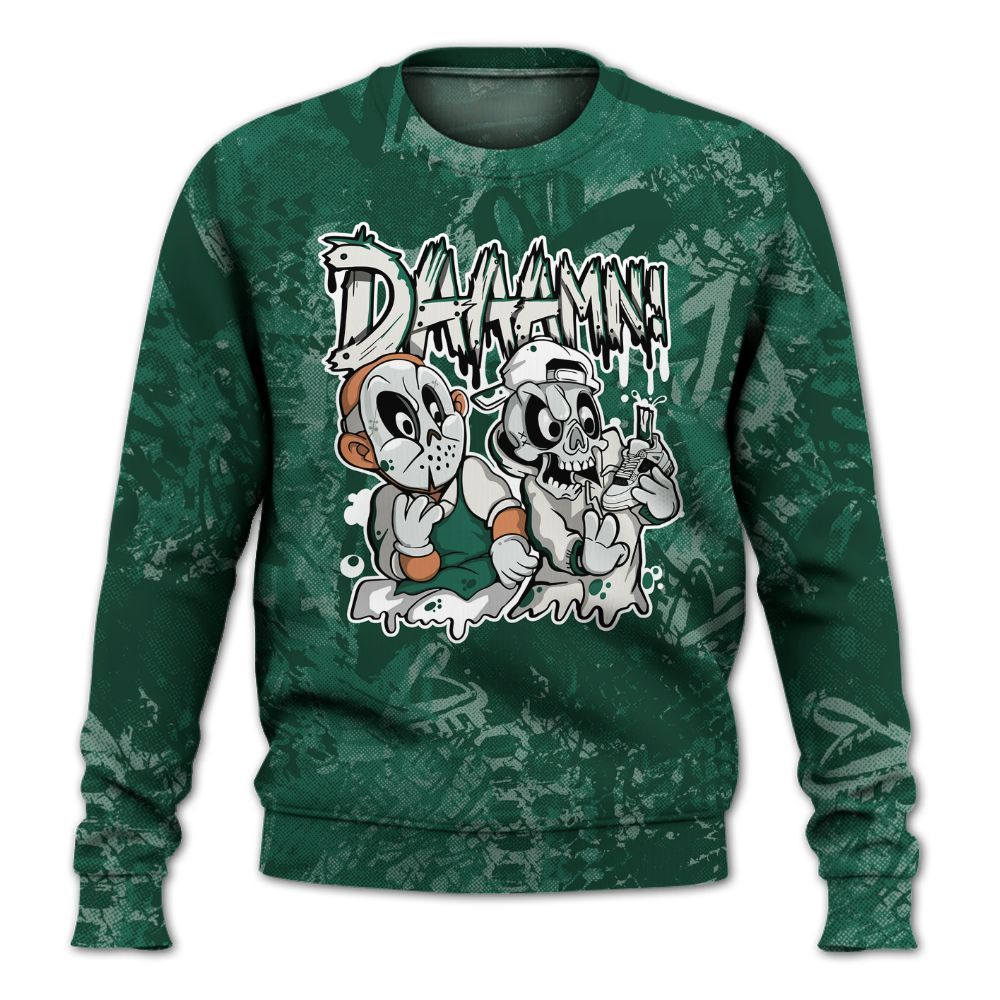 Sweatshirt To Match Oxidized Green 4s - Damn Shoe Graphic Heart Grunge All Over Print