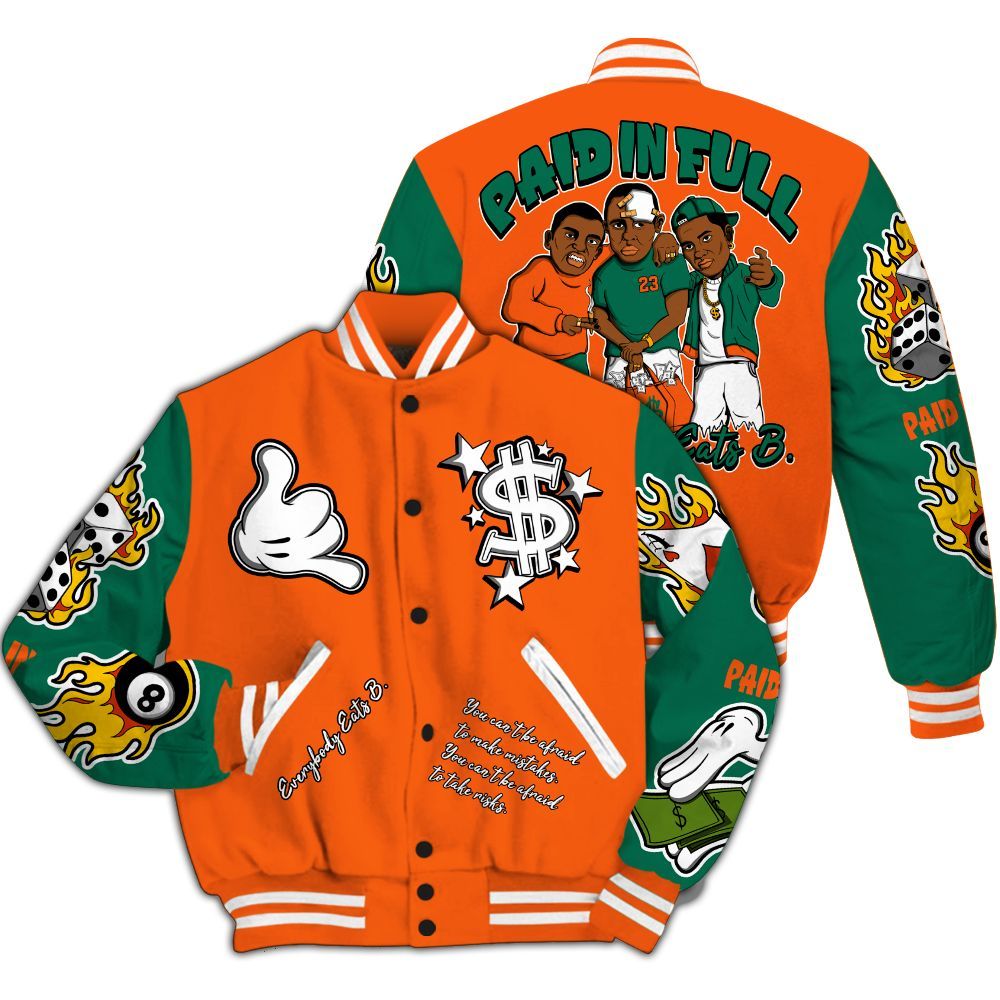 Varsity Jacket To Match SoleFly Sail Gorge Green 3s - Everybody Paid In Full Graphic All Over Print