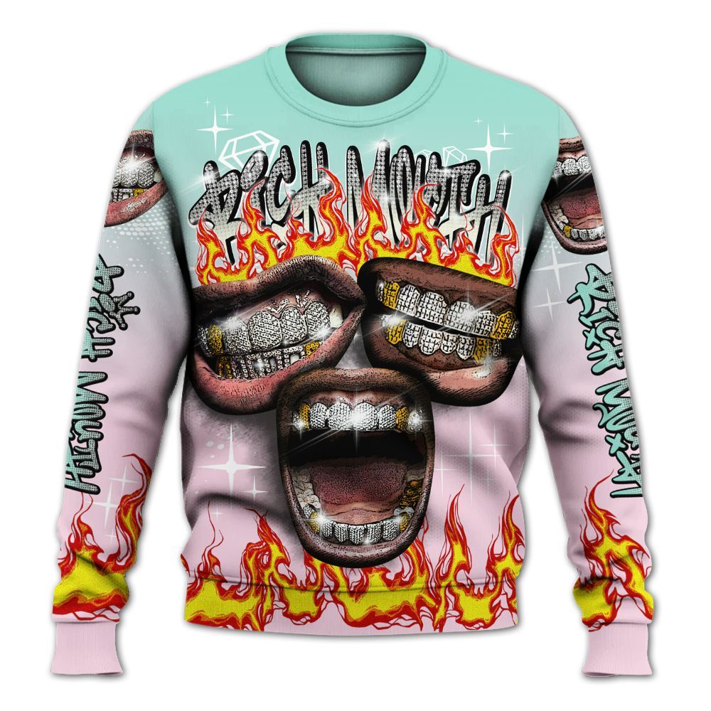 Sweatshirt To Match Retro Easter 5s - Rich Mouth Fire Rap Retro 90s All Over Print