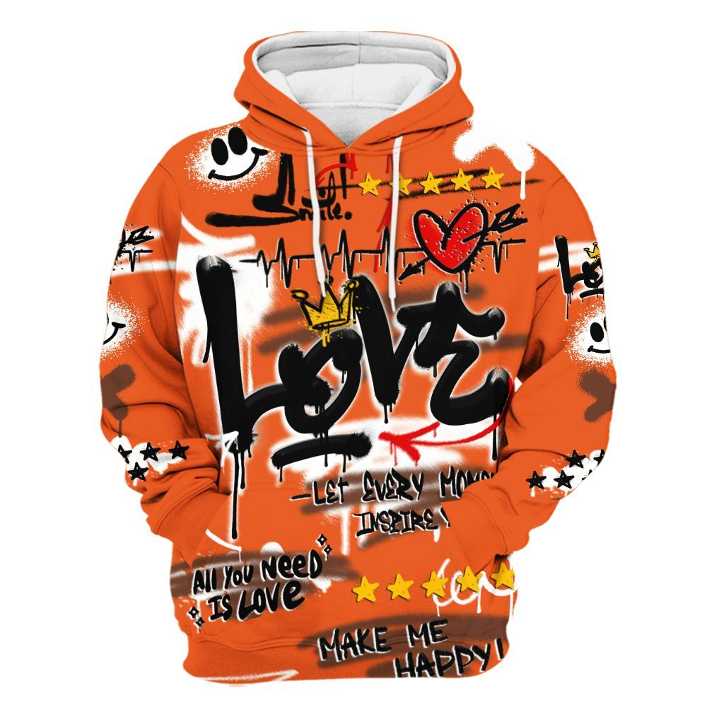Hoodie To Match High OG Starfish 1s - Happy Love Beats Graffiti Streetwear All Over Print