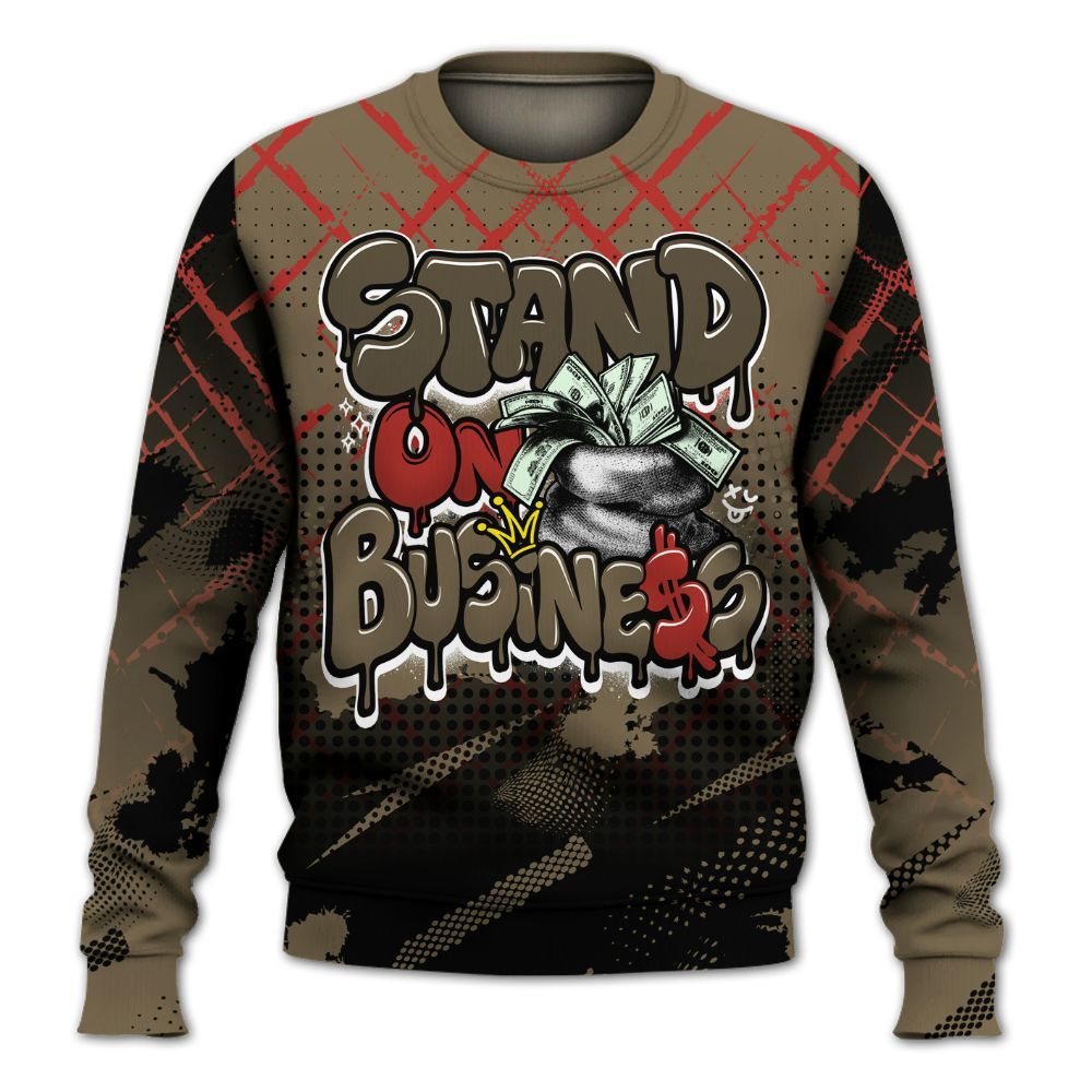 Sweatshirt To Match Olive 9s - Halftone Stand Business Dripping All Over Print